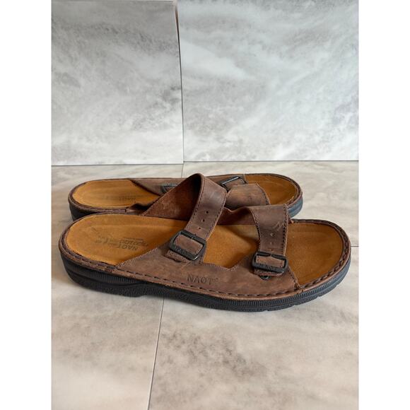 Naot Men’s Mikael Sandals Brown Leather Upper Size US 15 Arch Support Buckles - Picture 1 of 7